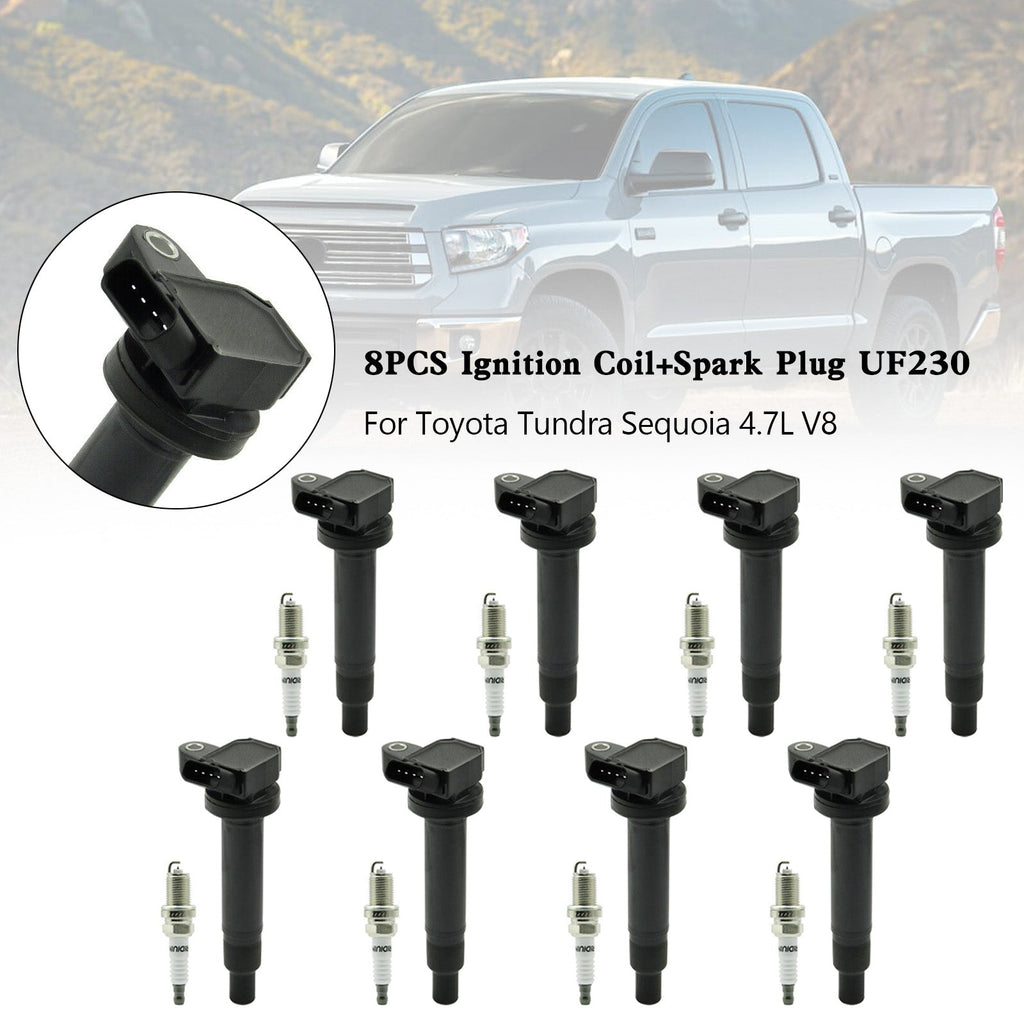 8PCS Ignition Coil Spark Plug Kit UF230 for 2001 2002 2003 2004 2005 2006 2007 Lexus GS430