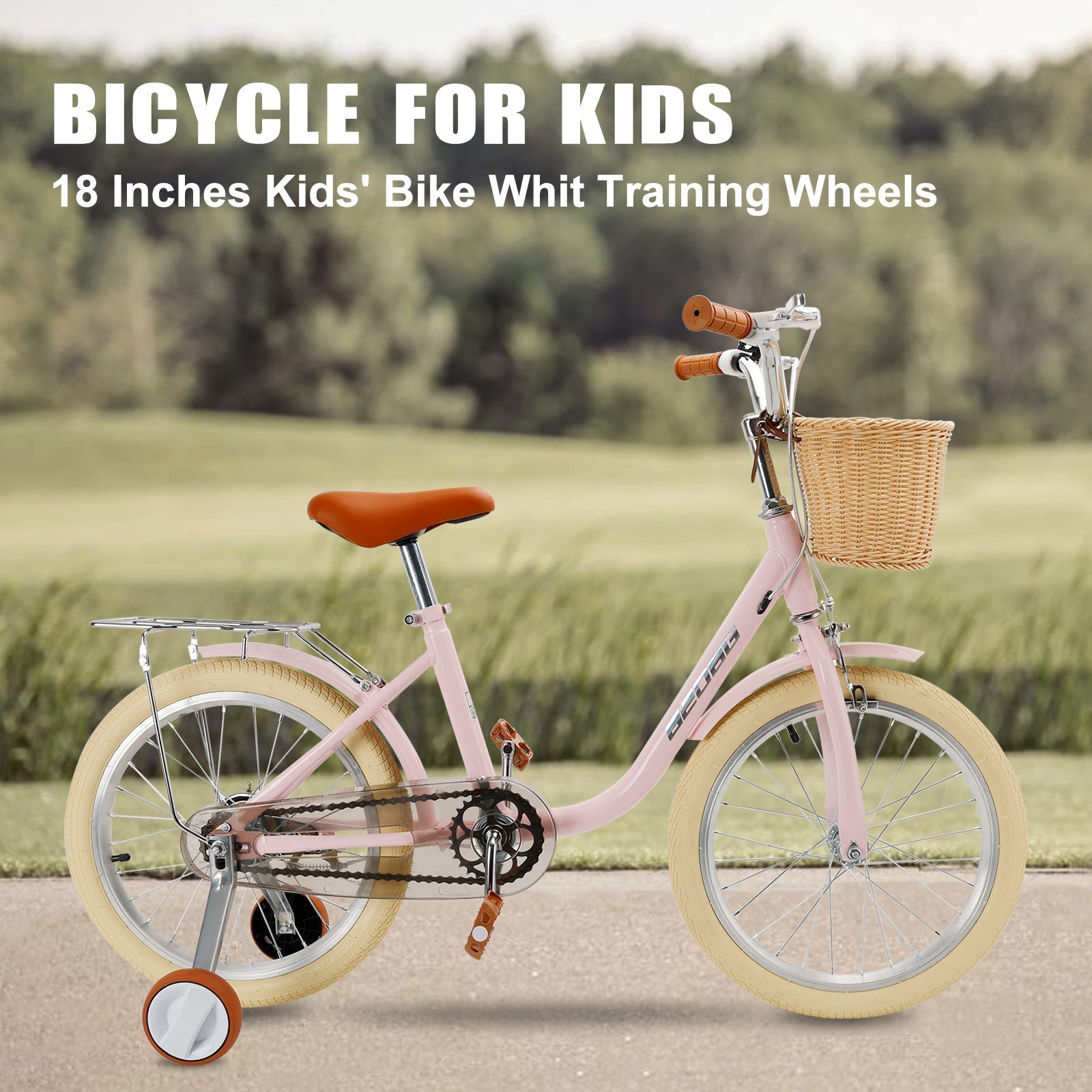 18 Inch Child's Bicycle with Basket for 7-9 Year Old Boys and Girls