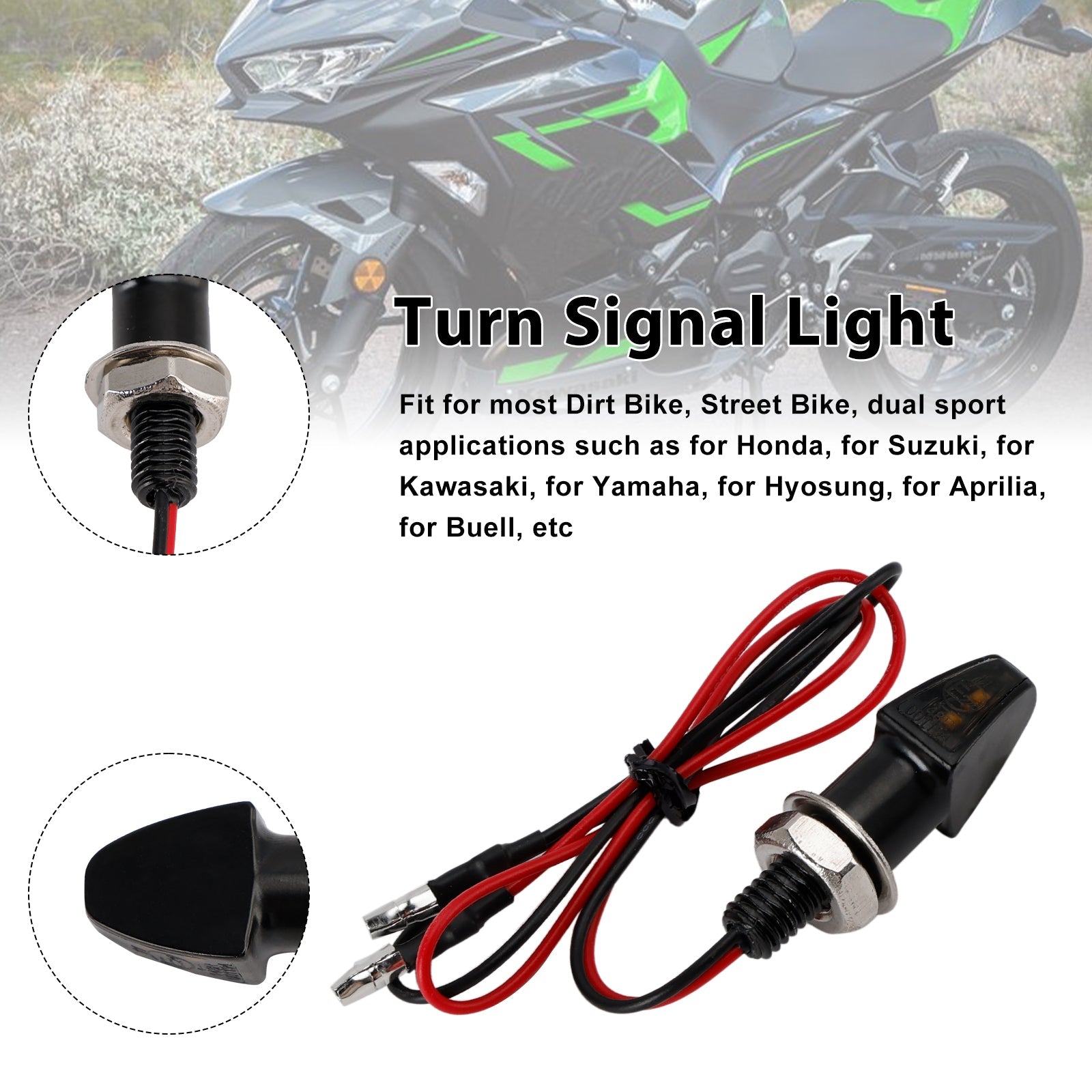 12V Universal LED Indicator Light for Motorcycle Turn Signals 8mm Yamaha