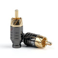 Brass Gold-Plated RCA Male Connector Plug Set - Red and White Solder Type