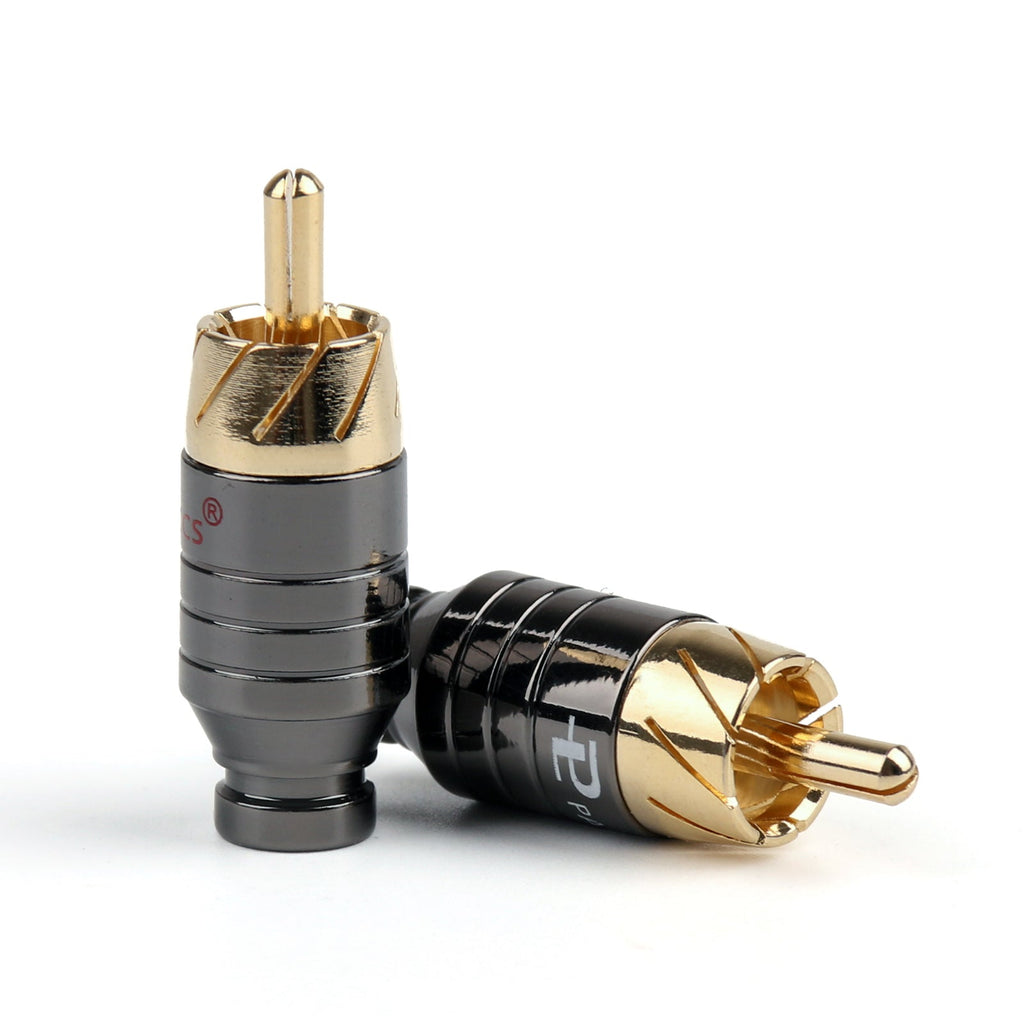 RCA Male Plug Connectors Brass Gold Plated 2-Pack Soldering Red White Audio