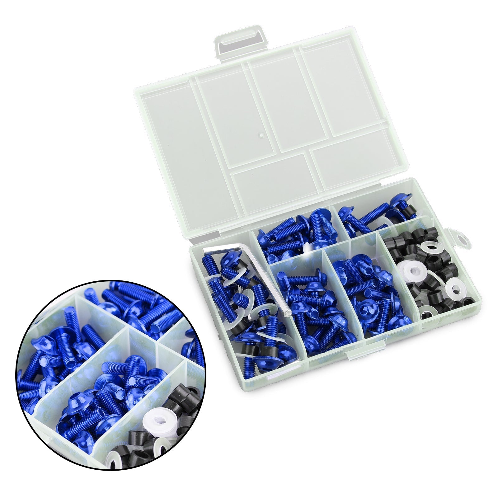 158 Piece Blue Motorcycle Windscreen Fairing Screw Clip Fastener Kit Universal