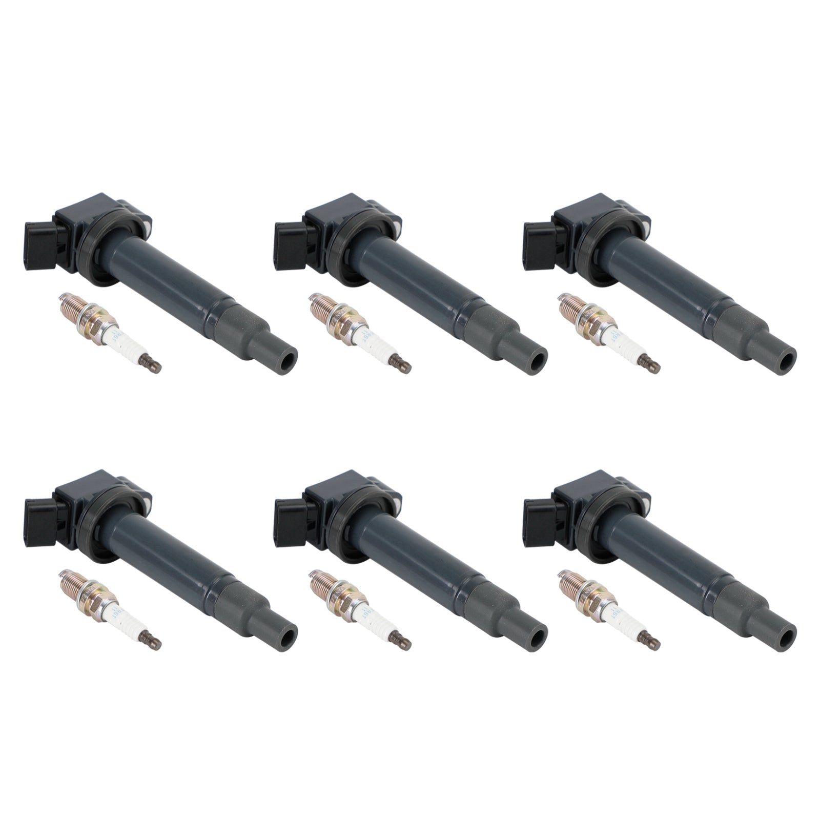 2001-2010 Toyota Highlander 3.3L V6 Complete Ignition Coil and Spark Plug Set 90919-02234 C-528 C1175 GN10536 UF267