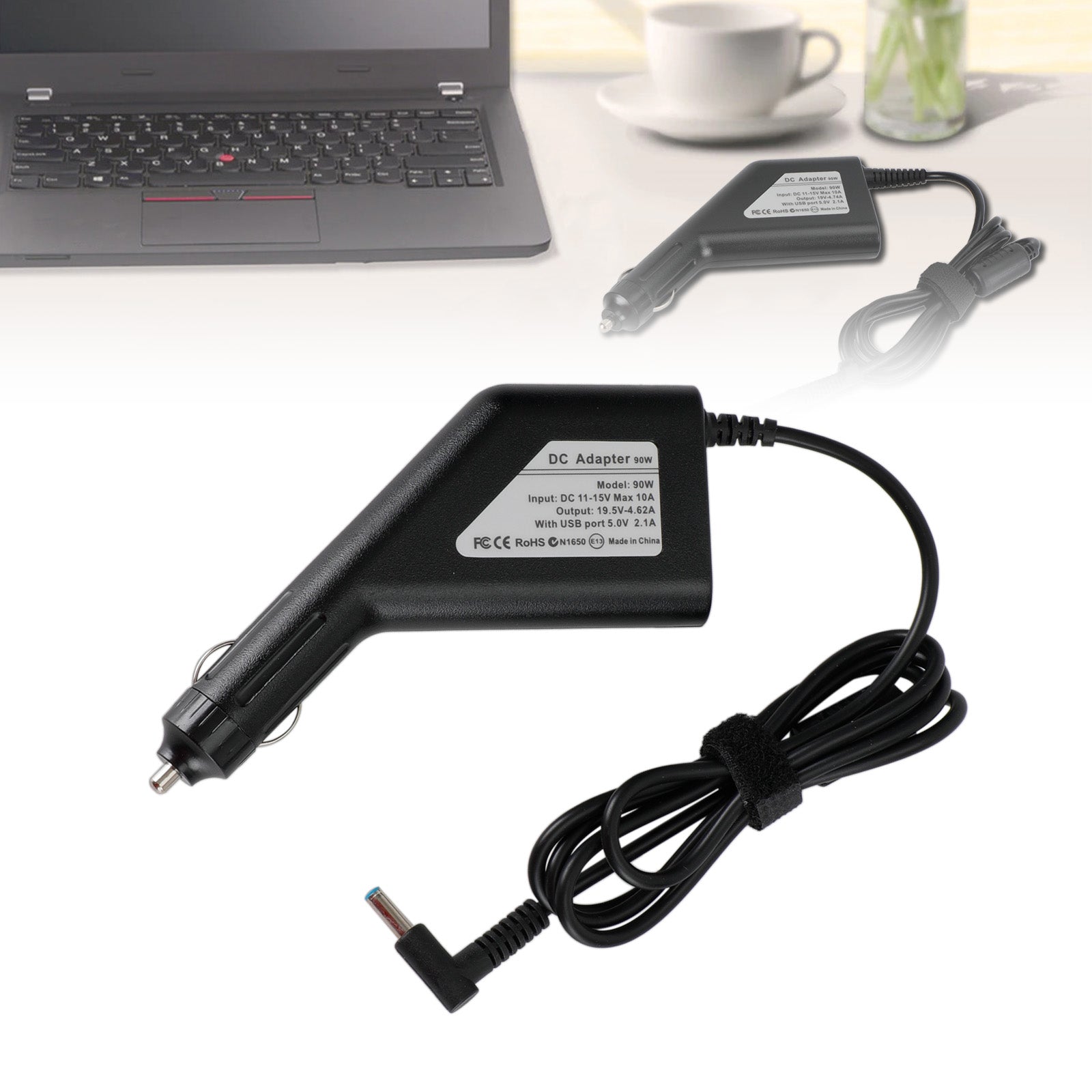 19.5V 4.62A DC Power Adapter Car Charger for HP Envy 14/15 Laptop Computers