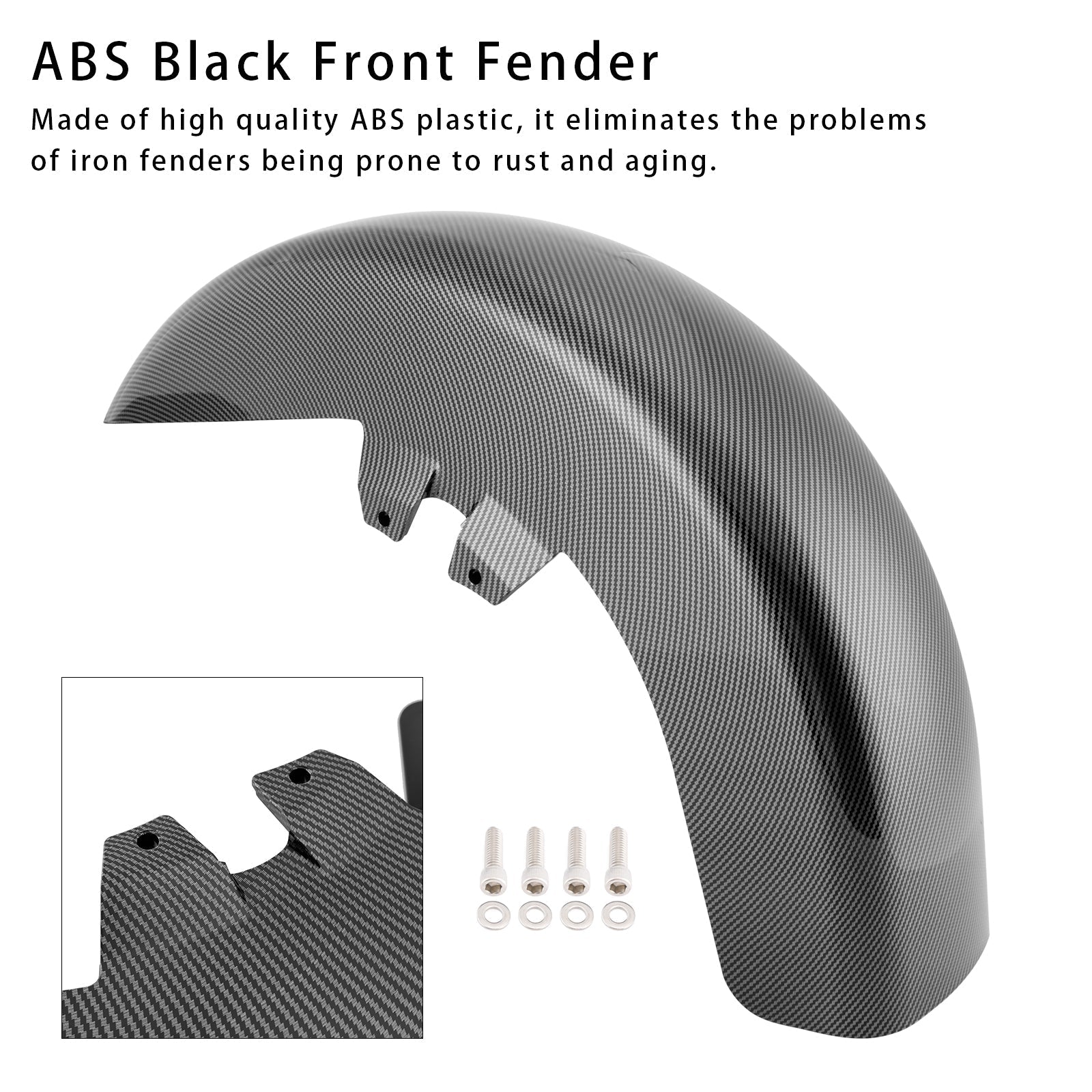 Black Front Fender ABS Compatible with 1989-2013 Harley-Davidson Road King Street Glide Touring