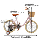 18 Inch Children's Bike with Basket Suitable for Ages 7-9 Boys and Girls