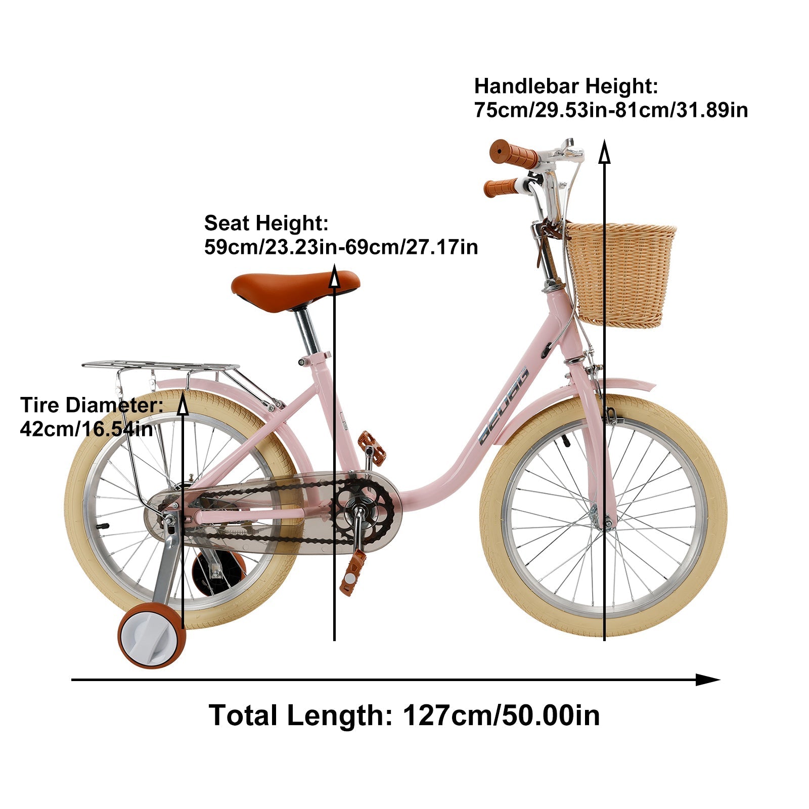 18 Inch Children's Bike with Basket Suitable for Ages 7-9 Boys and Girls