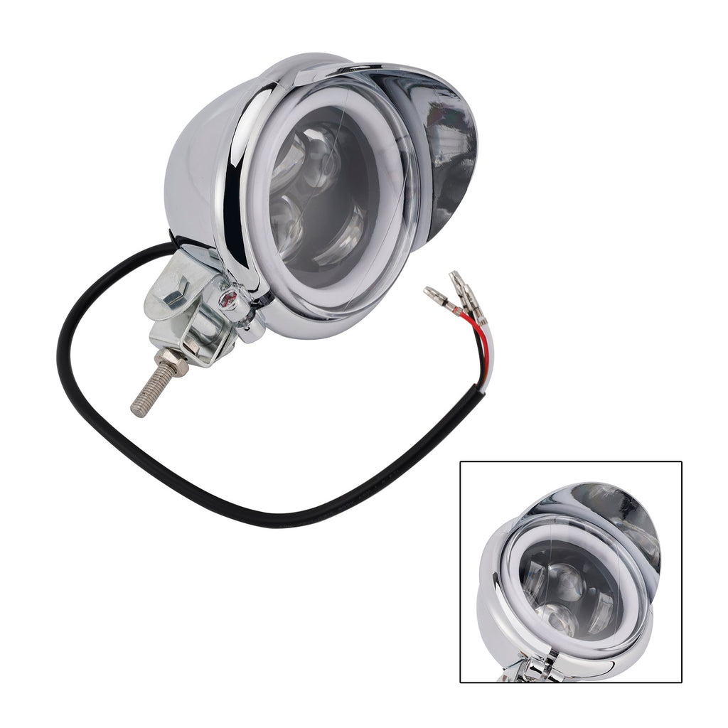 Universal 62mm Chrome Motorcycle Headlight Lamp Spotlight with Color Selector Switch