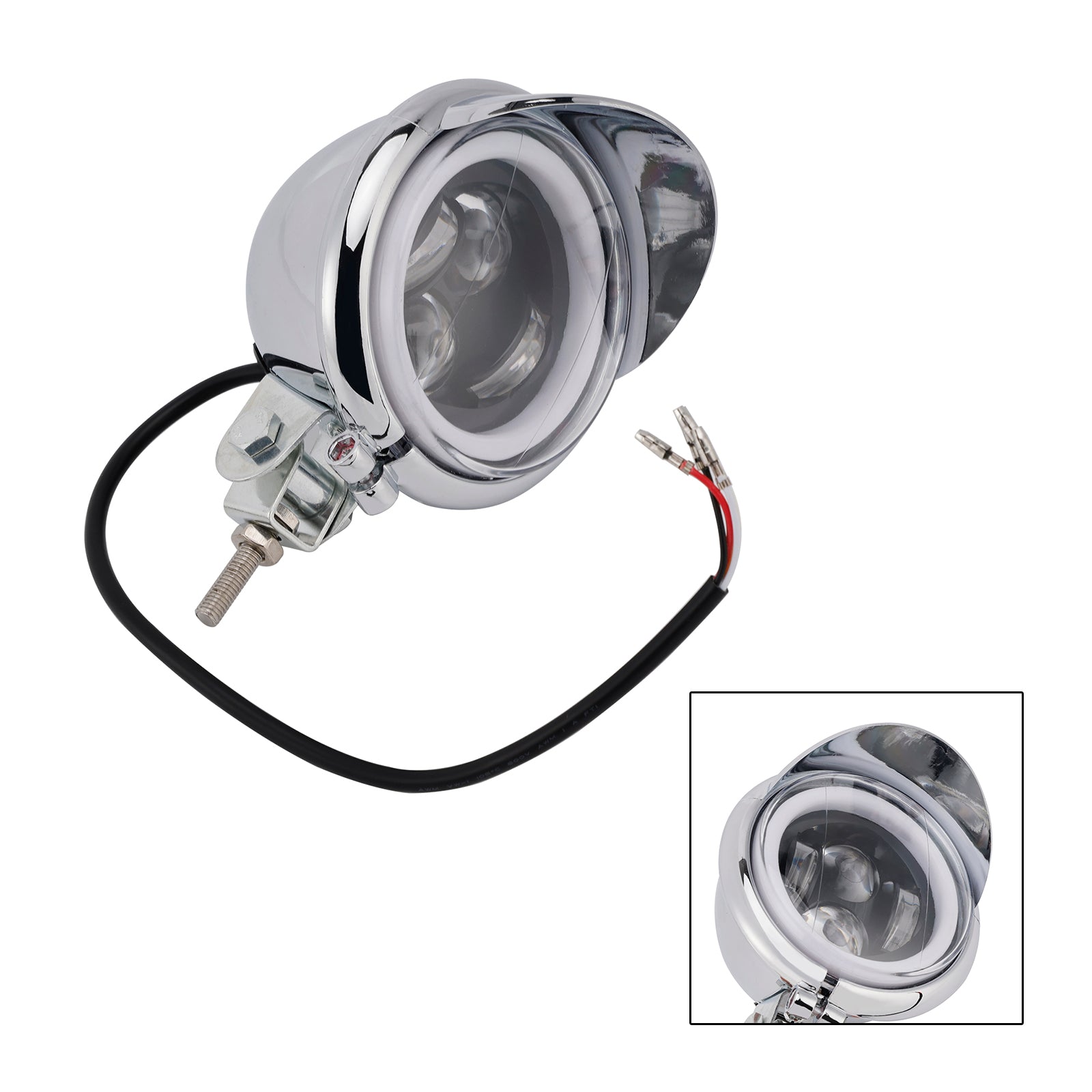 Chrome Motorcycle Universal Headlight Lamp 62 with Color Switch Spotlight
