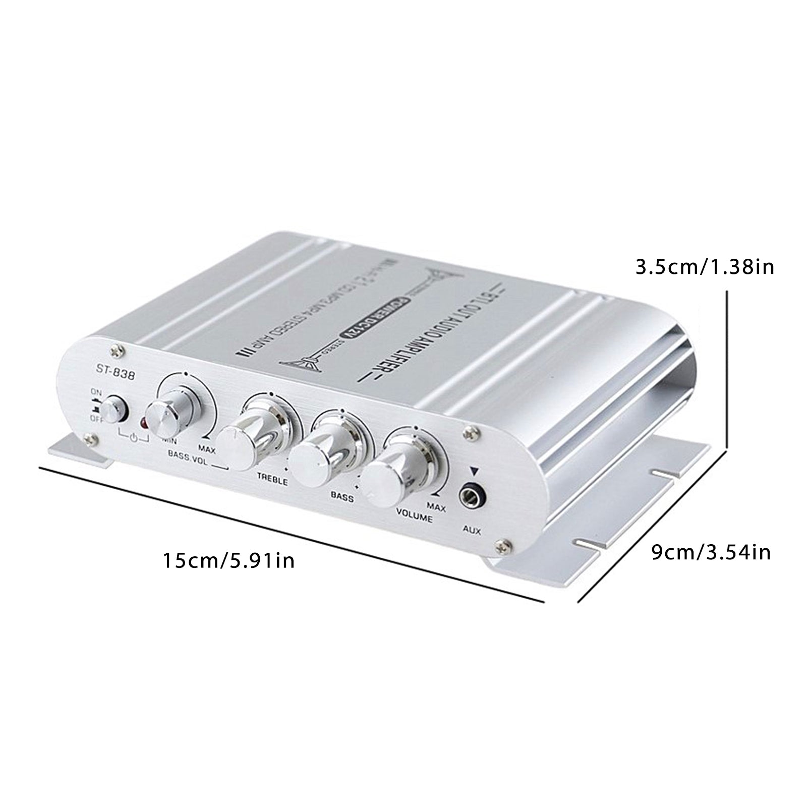 2.1 Channel 400 Watt Automobile Audio Amplifier 12V Hi-Fidelity Stereo MP3 Radio CA Market