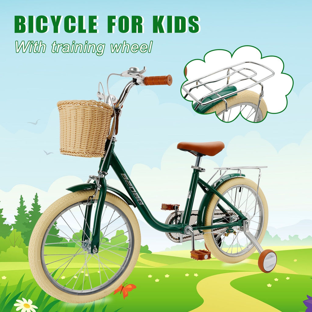 18" Child's Bicycle for 7-9 Year Old Kids Boys Girls Featuring Basket