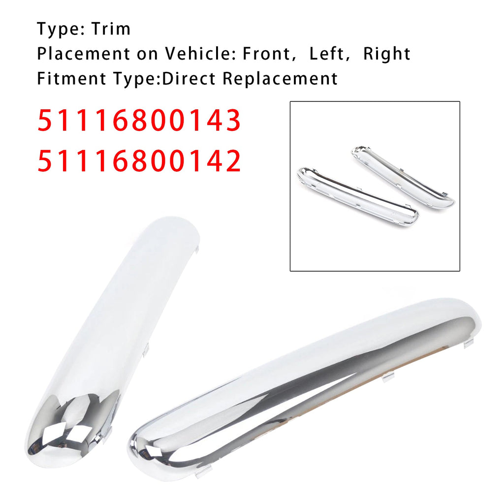 2001-2004 Mini One Cooper R50/R52/R53 Pair Front Bumper Chrome Trim Set