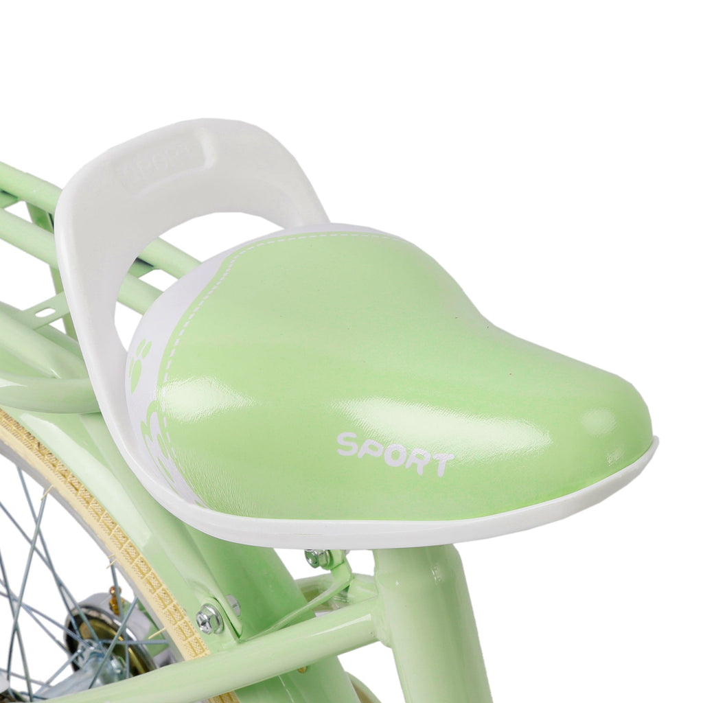 16" Child Bicycle Girls Bike with auxiliary wheels & Rack & Basket Green