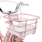 16 Inch Girls Bicycle with Training Wheels, Basket, and Rear Rack in Pink