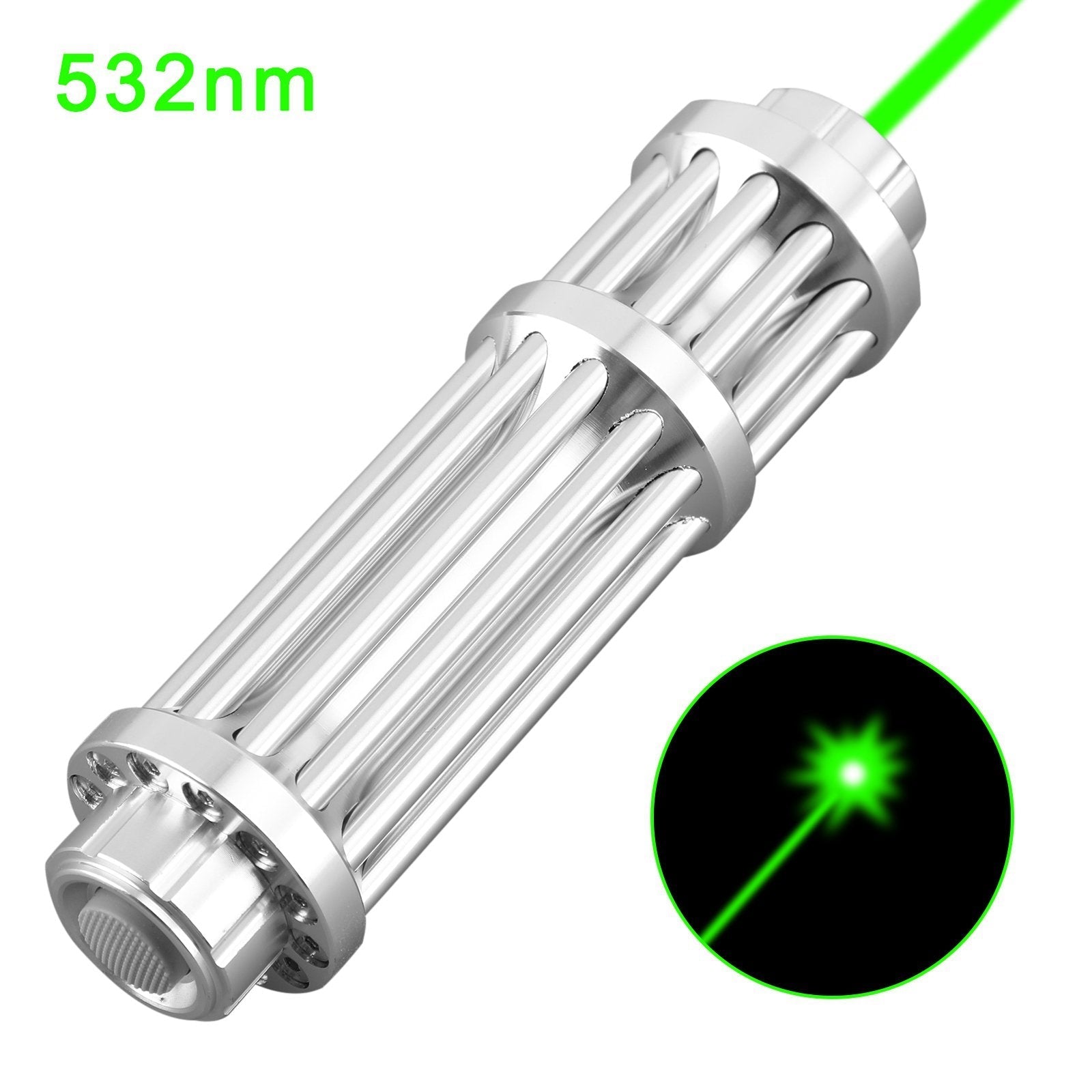High Power 1MW 532nm Green Laser Pointer - 20 Mile Range Military Burning Beam