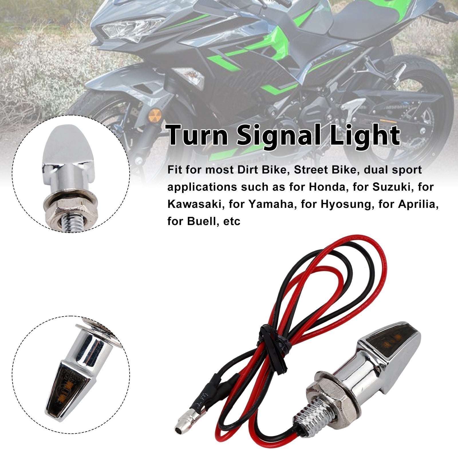 12V Universal LED Indicator Light for Motorcycle Turn Signals 8mm Yamaha