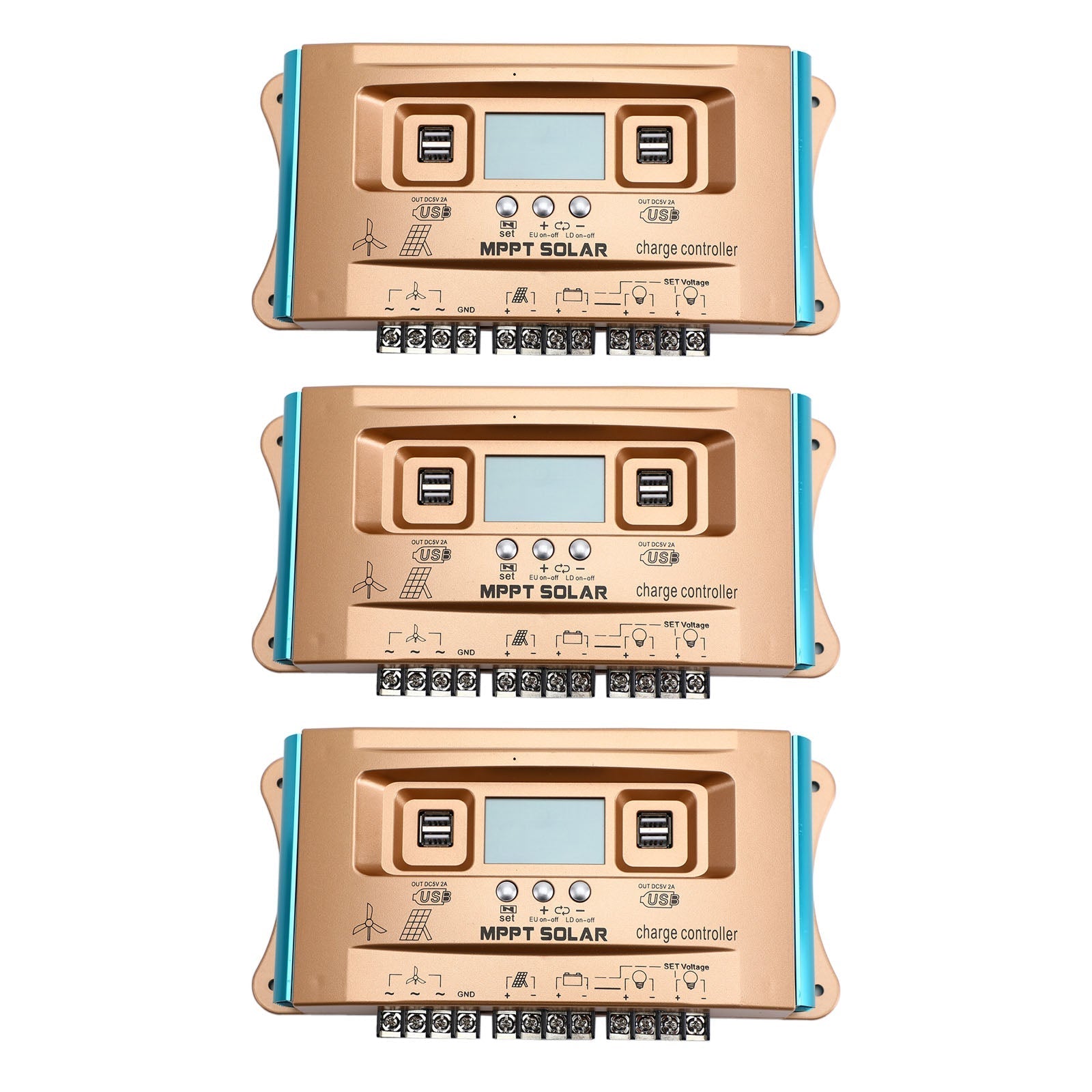 12V-60V 30A-100A Wind and Solar Hybrid MPPT Charge Controller with Dual USB Auto Function