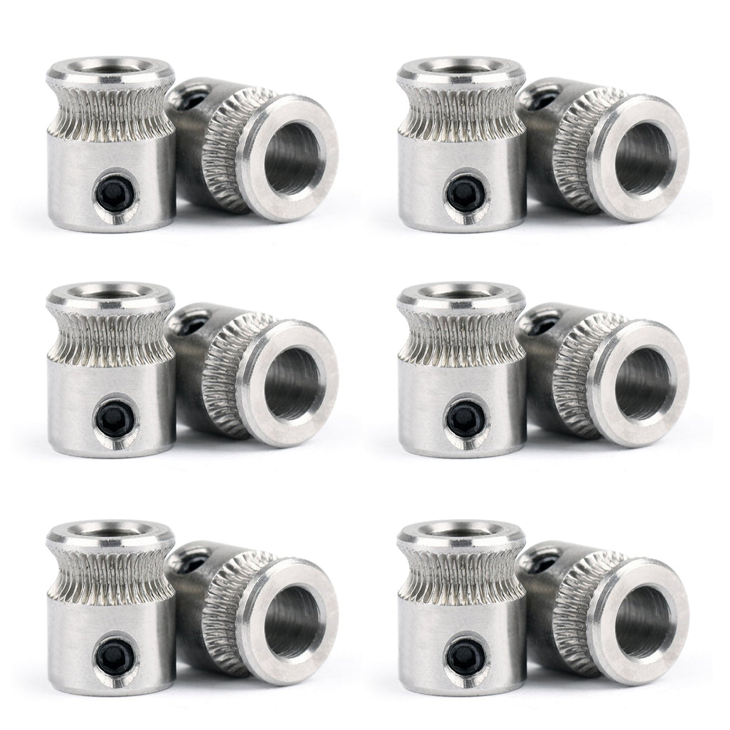 12-Pack MK8 Extruder Drive Pulley Steel Gear for 1.75/3.0mm 3D Printing Filament