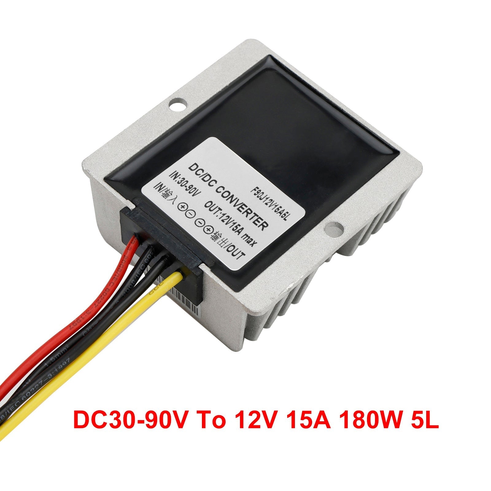 15 Amp Waterproof Step Down Voltage Regulator 30-90V Input 12V DC/DC Converter