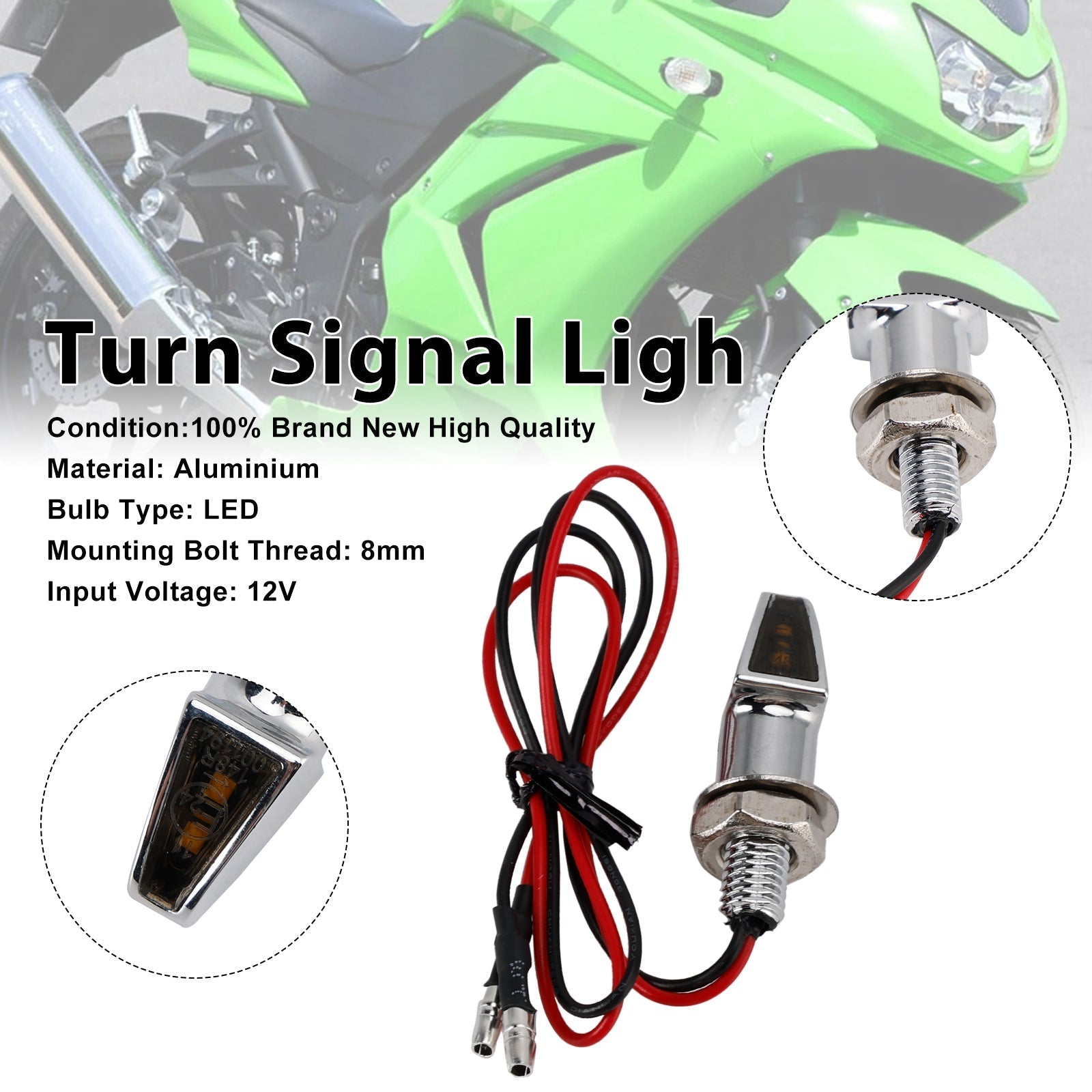 12V Universal LED Indicator Light for Motorcycle Turn Signals 8mm Yamaha