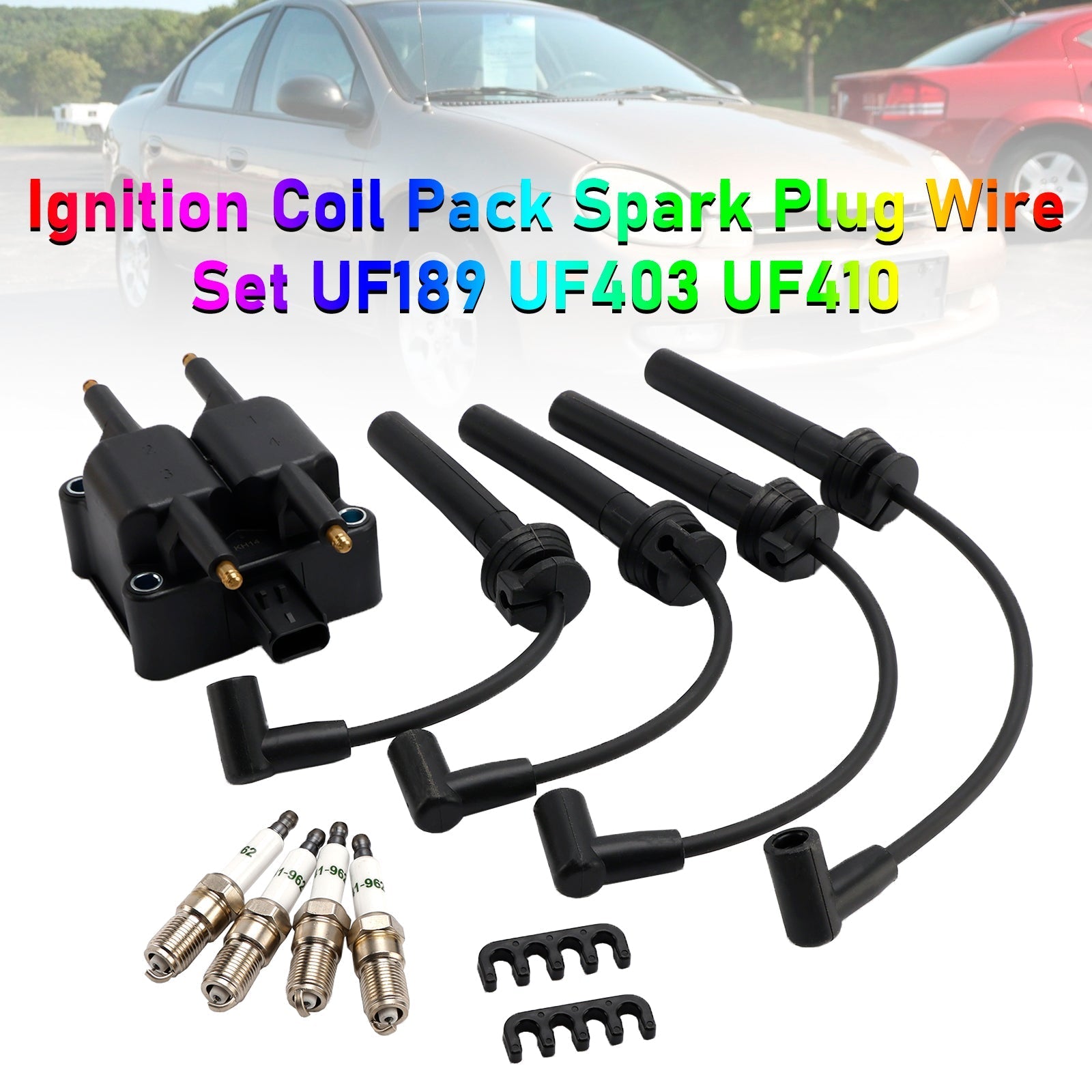 2002-2005 JEEP LIBERTY Ignition Coil Pack Spark Plug Wire Set UF189 UF403 UF410