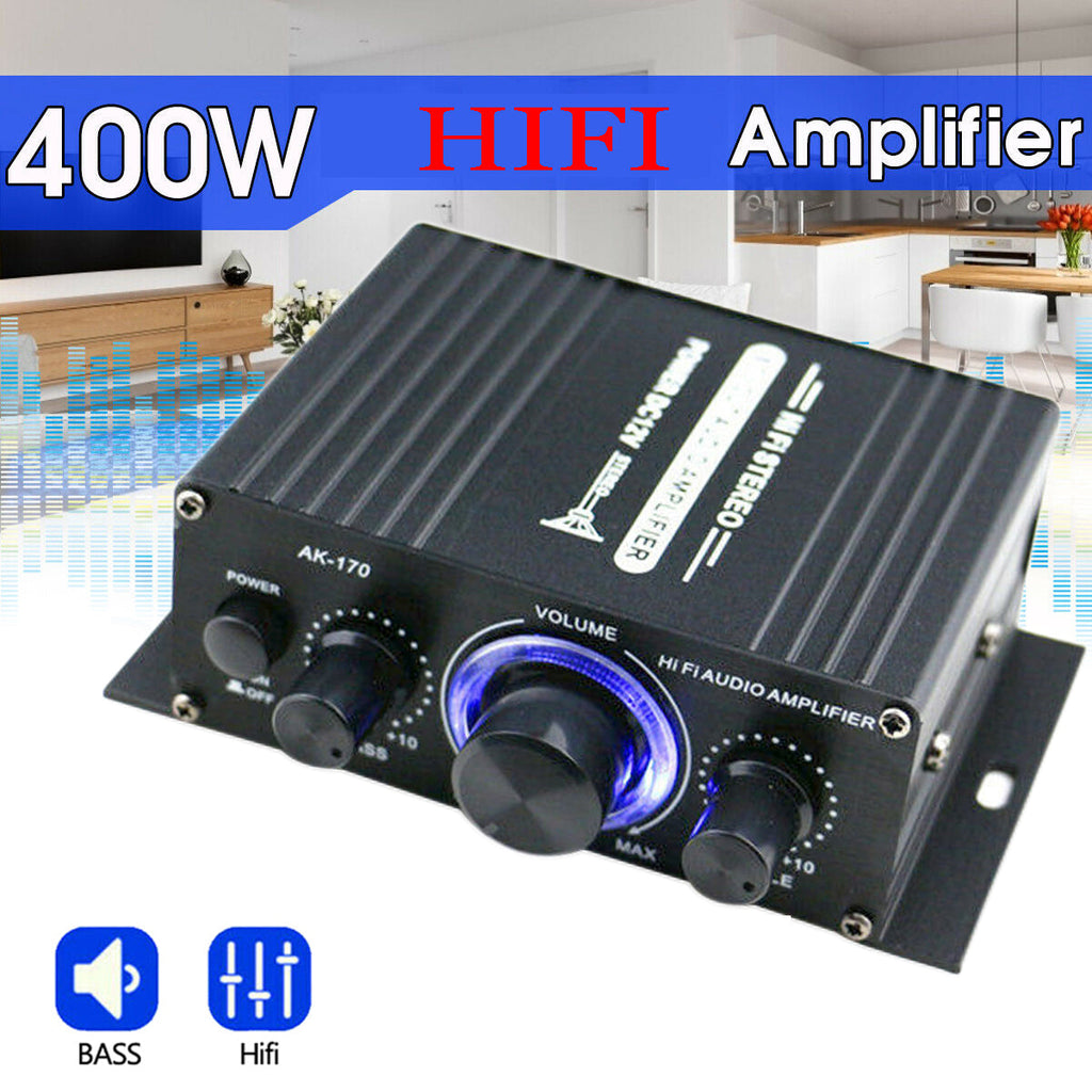 2x200W 12V Automotive Stereo Amplifier with MP3 Radio Function and LED Design for Cars