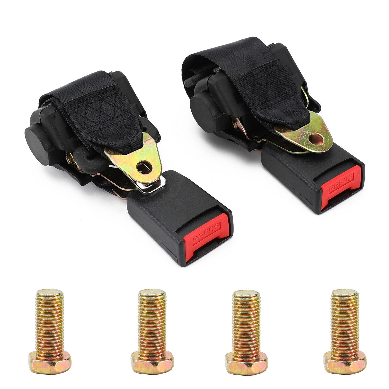 Universal Adjustable 2-Point Retractable Car Seat Safety Belt Buckles 2 Pack