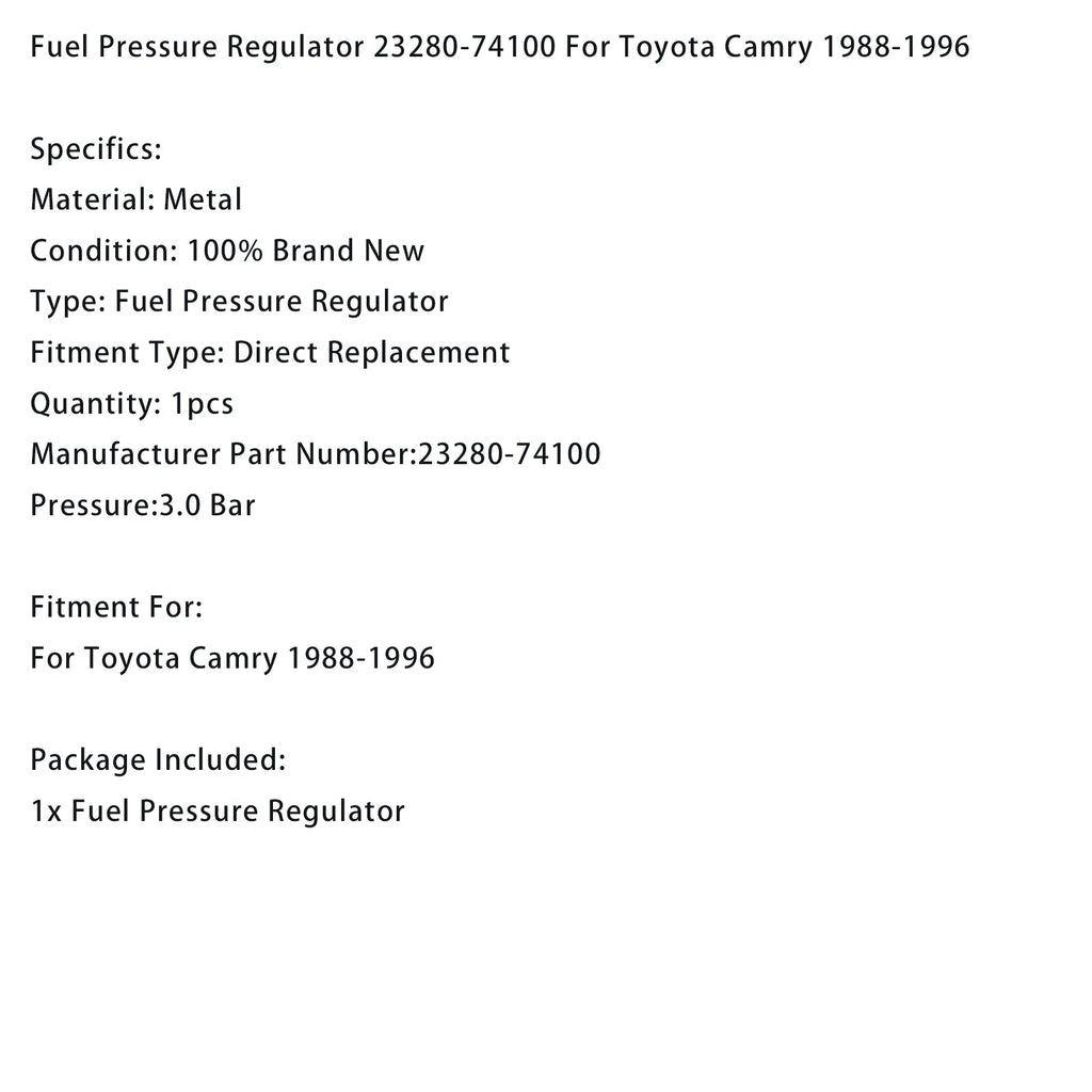 Fuel Pressure Regulator for 1988 1989 1990 1991 1992 1993 1994 1995 1996 Toyota Camry 23280-74100
