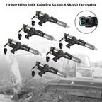 Hino J08E Kobelco 3.8 4.7L Diesel Engine 6 Piece Fuel Injector Set 095000-6593