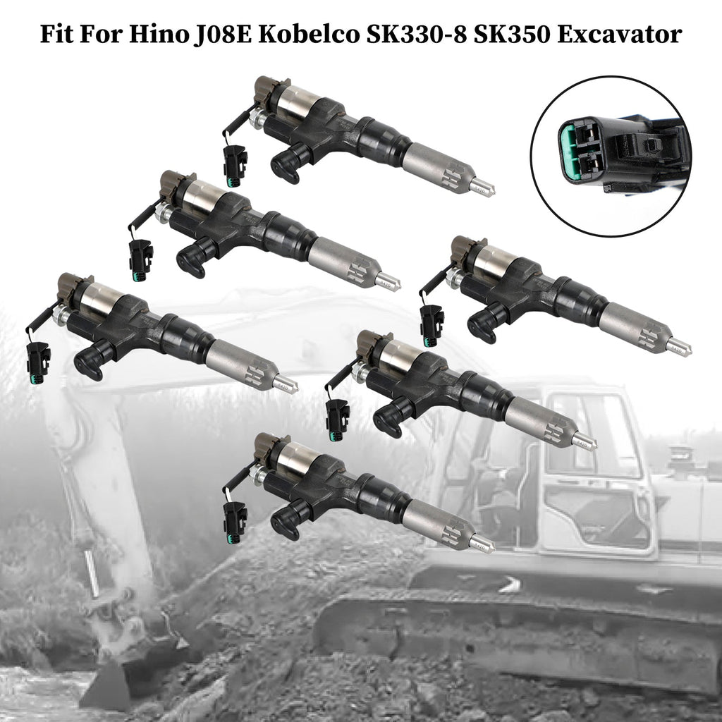 1984-2018 Hino J08E 3.8 4.7L Kobelco Diesel 6 Fuel Injectors 095000-6593
