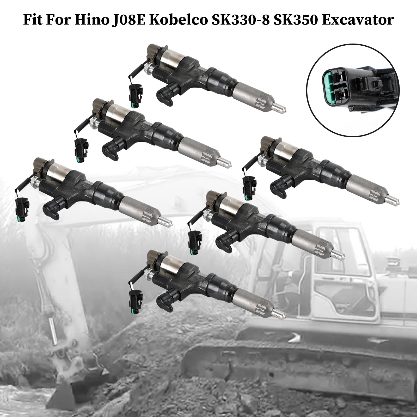 1984-2018 Hino J08E 3.8 4.7L Kobelco Diesel 6 Fuel Injectors 095000-6593