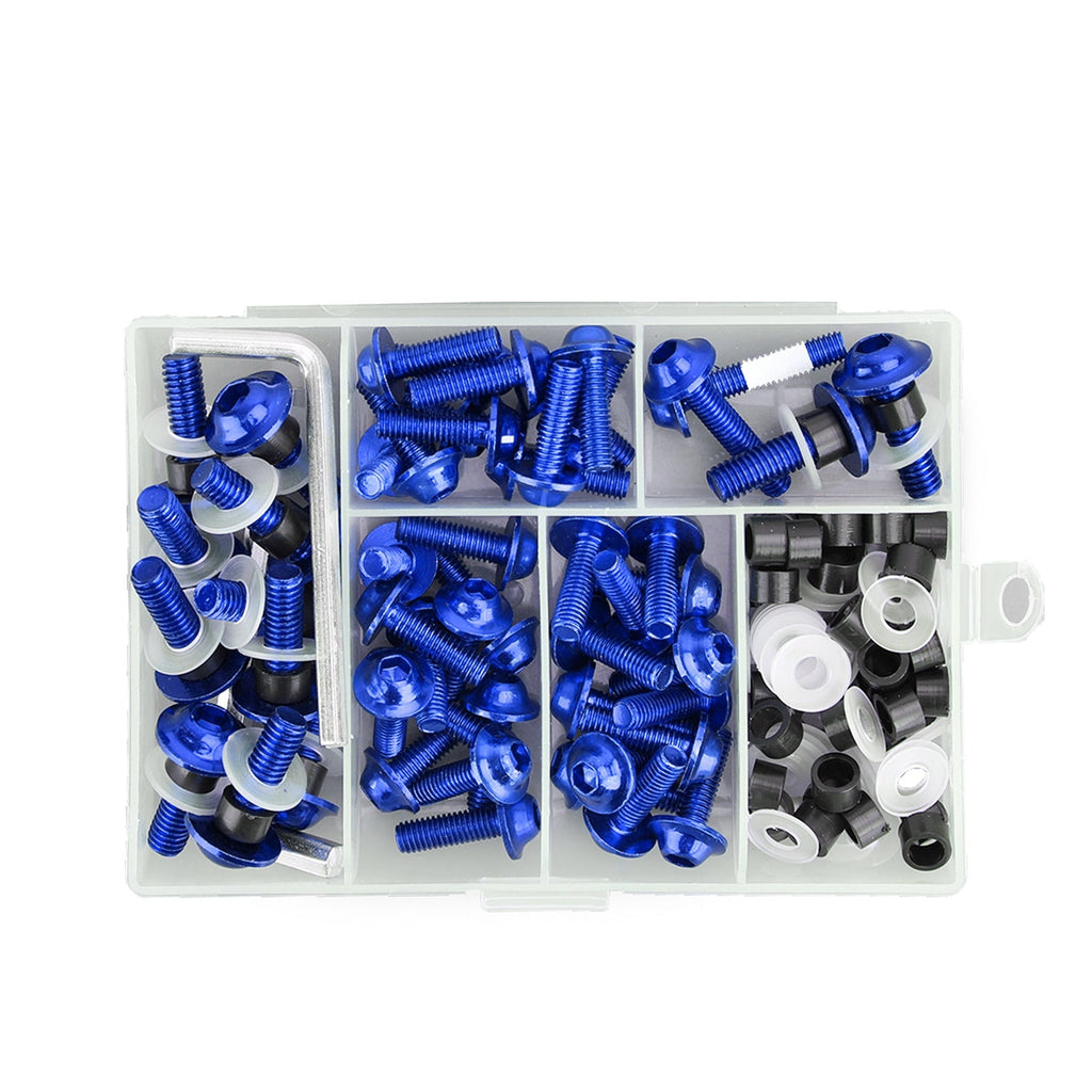 158 Piece Blue Motorcycle Windscreen Fairing Screw Clip Fastener Kit Universal