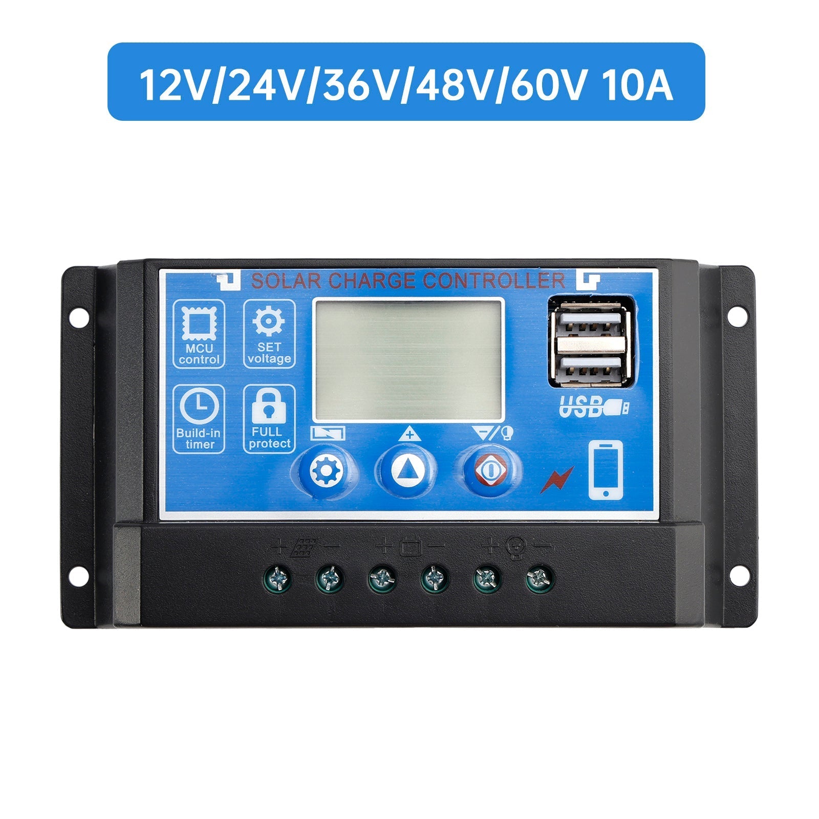 12V-60V Solar PWM Charge Controller with Current Monitor Display for Street Light Systems 0V Start