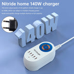 140W Power Delivery Multi-Port Fast Charger with Magnetic Wireless Charging for Laptops and Smartphones EU