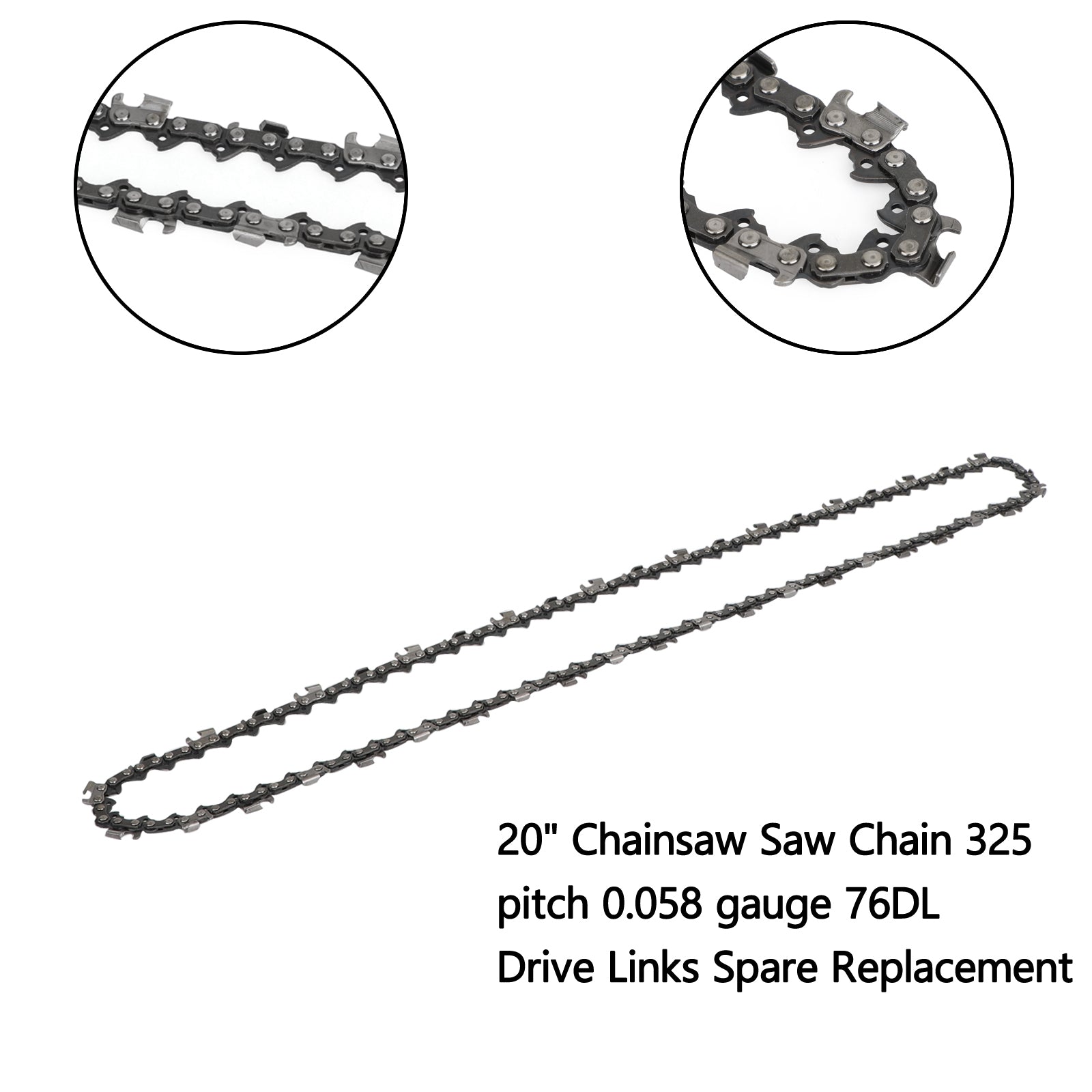 325 Pitch 20'' Chainsaw Saw Chain .058 Gauge 76DL Links Spare Component