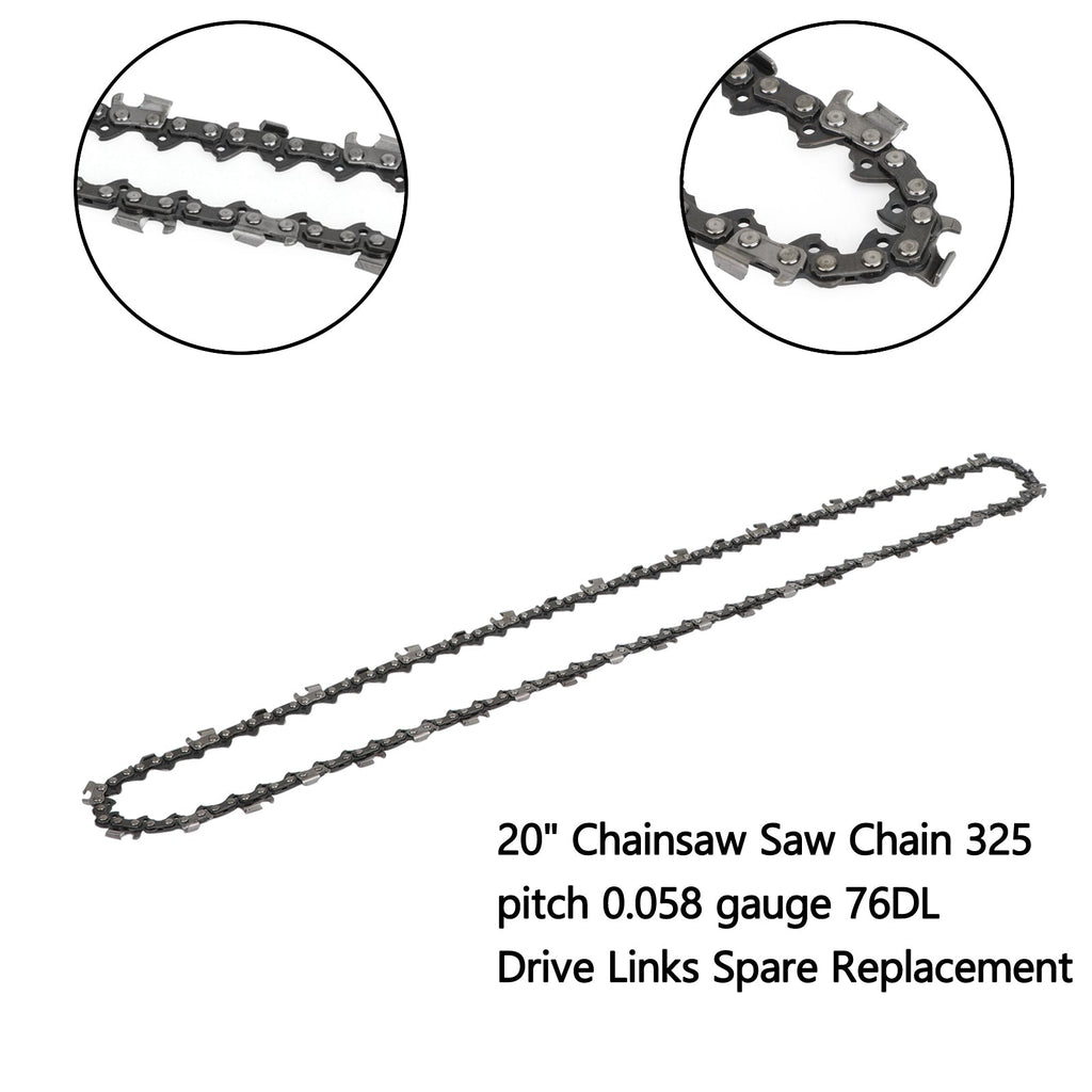 Replacement Chainsaw Chain 325 Pitch 76 Drive Links .058 Gauge 20 Inch