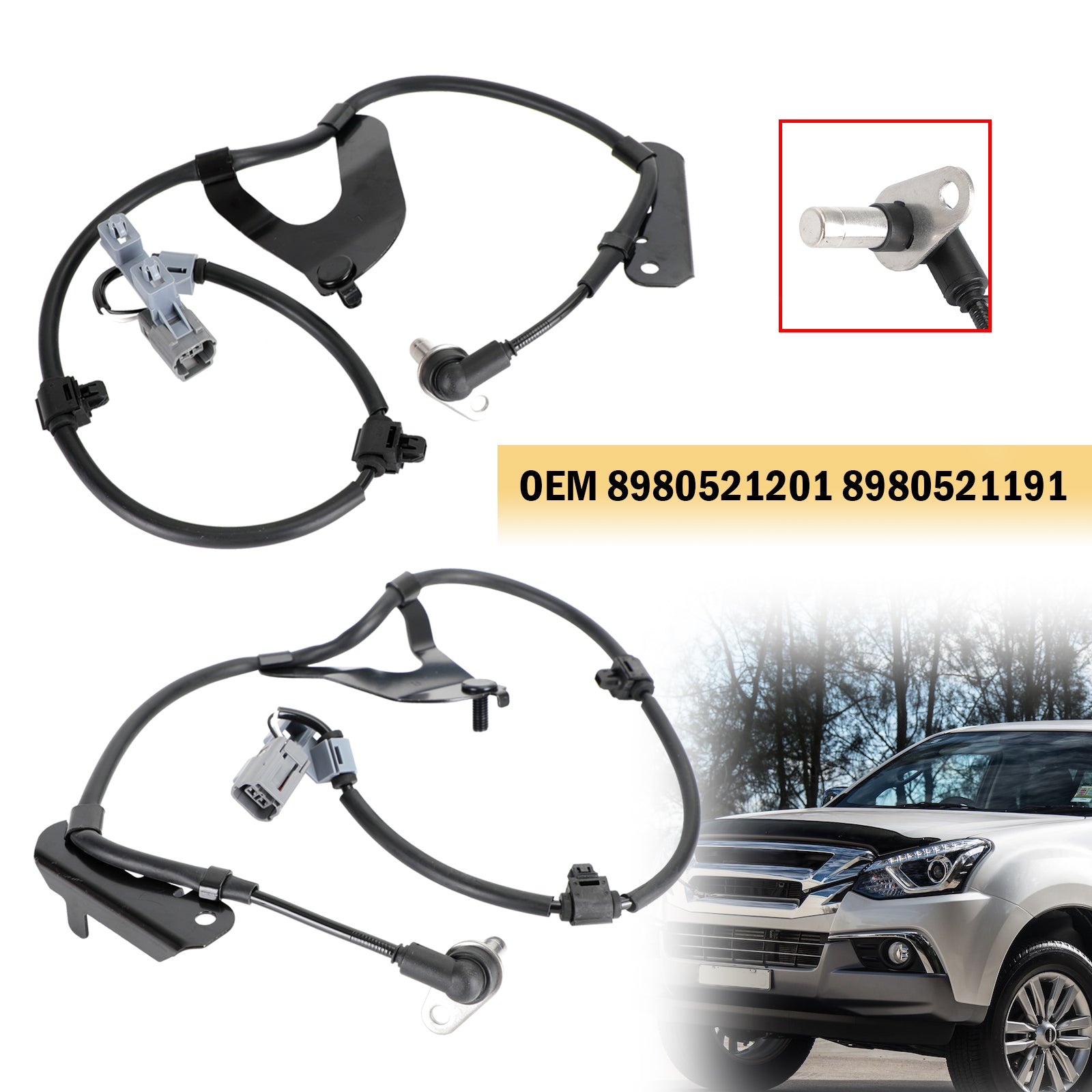 ABS Front Wheel Speed Sensor Pair Compatible with Isuzu D-Max 2.5 Twin Turbo 2012-2019