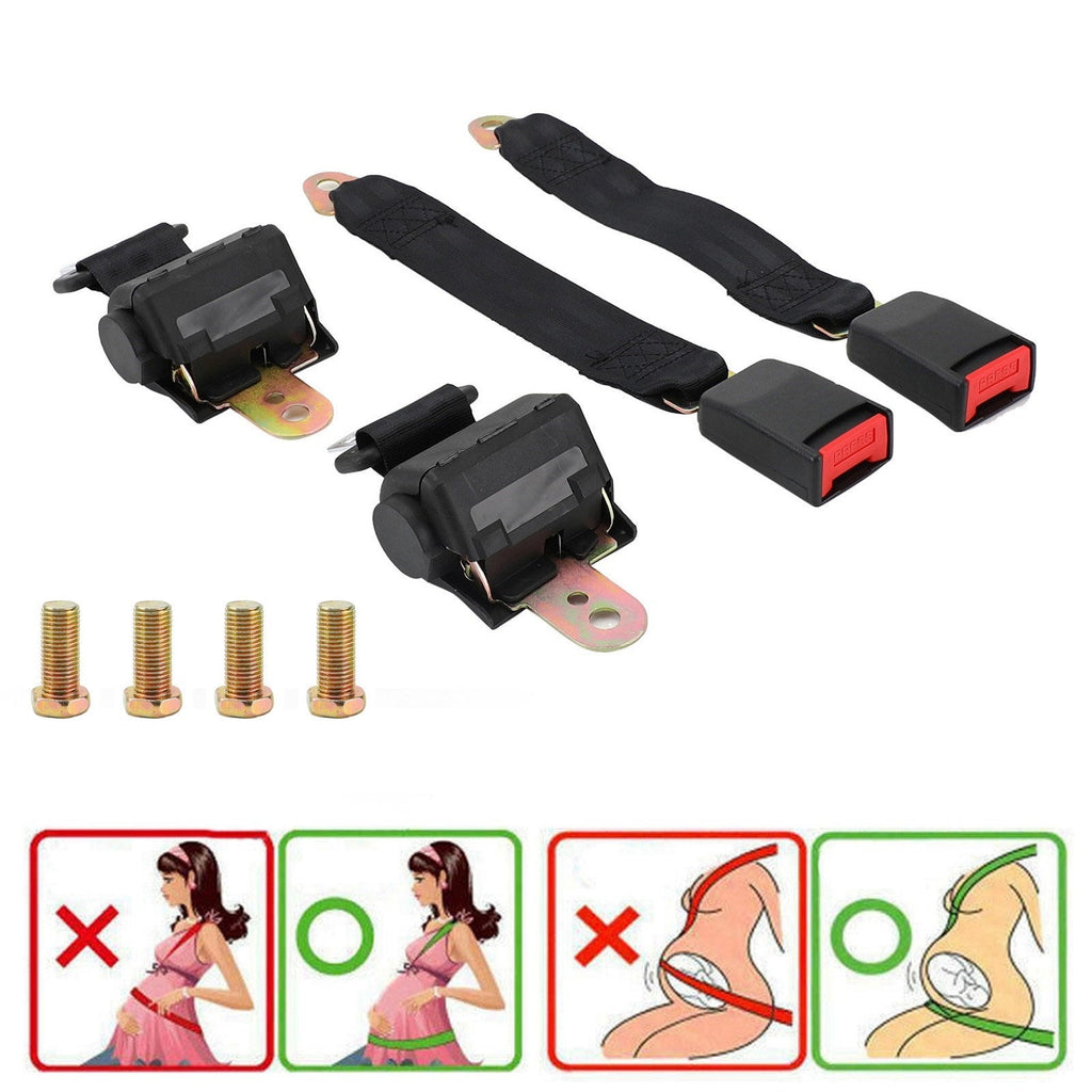 2 Pack Universal Car Safety Seat Belt Buckles 2-Point Retractable Adjustable Generic Fit